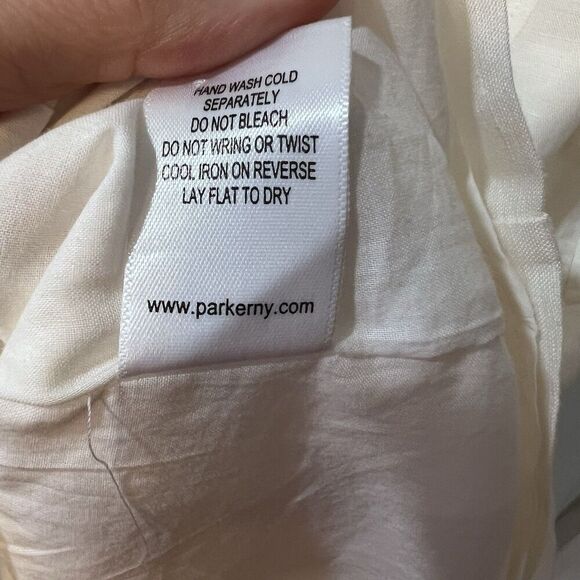 Parker  Womens  Kiera Mini Dress Size 2 XS in White Linen Blend - Picture 13 of 14